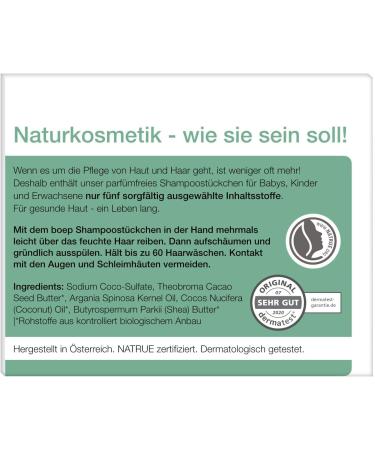 boep Natural and Organic Solid Shampoo - For Babies Children and Sensitive Skin - Fragrance and Plastic Free #ZeroWaste (60g) - Buy Online on GoSupps.com