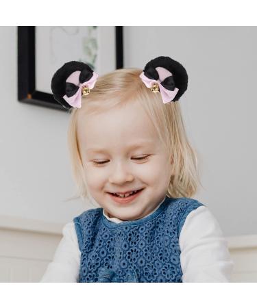 KALLORY 1 Pair Bear Ear Hair Clip Headband Hair Clips Hair Clip for Women Hair Bows Miss Lolita Hand Made Black Pink - Buy Online on GoSupps.com
