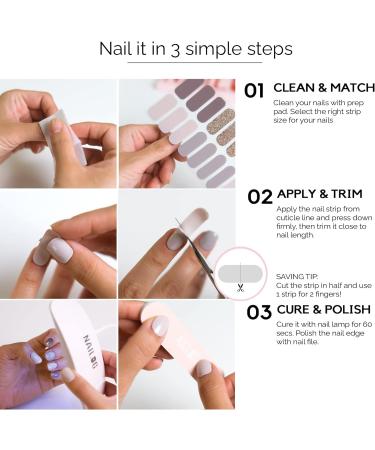 NAILOG Semi Cured Gel Nail Strips 34 pcs Salon-Quality Gel Nail Stickers Long Lasting Nail Wraps for Women with Soft Gel Finish Bliss Easter Special Design - Buy Online on GoSupps.com