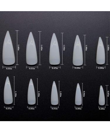 Stiletto False Nails - Ivtor 600Pcs Nature Half Cover Acrylic Nail Tips - Buy Online on GoSupps.com
