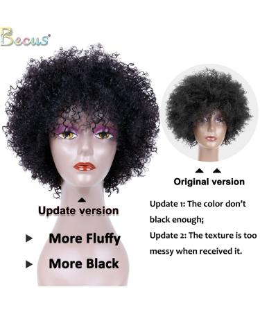 BECUS Afro Curly Wigs for Black Women - 8 Heat Resistant Brazilian Remy Human Hair (Natural Spiral 1B) - Buy Online on GoSupps.com