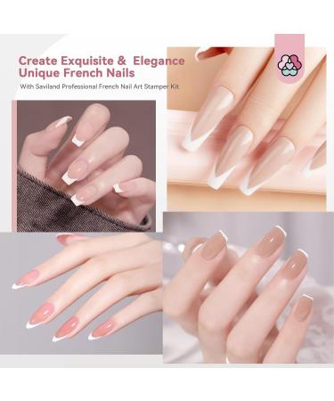 Saviland French Nails Stamp Set - Complete Nail Art Kit with UV Lamp Gel Polish & Stencils for Perfect Nail Designs - Buy Online on GoSupps.com