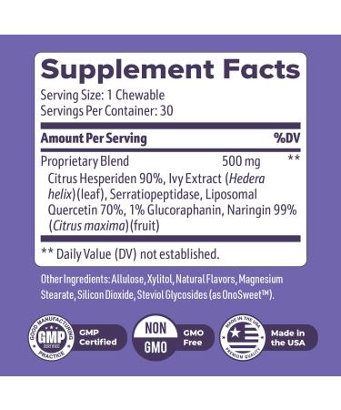 NiteHush Pro Nighttime Chewable Formula with Ivy Extract Quercetin & Citrus Compounds Non-GMO Natural No Stimulants Made in USA GMP Certified 30 Chewables 3 Month Supply 30 Count (Pack of 3) - Buy Online on GoSupps.com