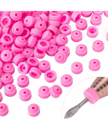 ANCIRS 80pcs Dustproof Protector Caps for 2/32" Nail Drill Bits Dust Cover, Silicone Dust Collector Stopper Cover Accessories for Nail Art Cuticle Protection- Pink
