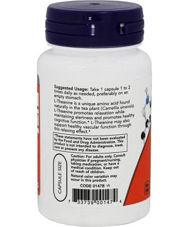 Now Foods L-Theanine 200 Mg 60 Veg Caps - Pack of 2 | Natural Stress Support - Buy Online on GoSupps.com