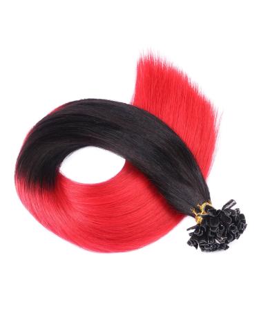 Keratin bonding - # 1b / red ombre - 40cm - 100 strands - 1g - 100% Remy real hair hair extension U -tip Extensions Very high quality by Novon hair extension 100 strands / bonding - 40cm each 1g 100g
