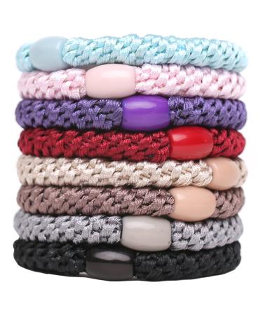 GYGYL 8Pcs Mixed Color Hair Ties for Women Girls Elastics Hair Bands Ponytail Holders for Thick Hair No Damage No Crease Hair Elastics(Style 14) Mixed color Style14