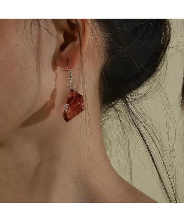 Feylie Heart Dangling Earrings | Gothic Punk Asymmetrical Ear Cuffs | Unique Heart Pendant Earrings for Halloween Party - Buy Online on GoSupps.com