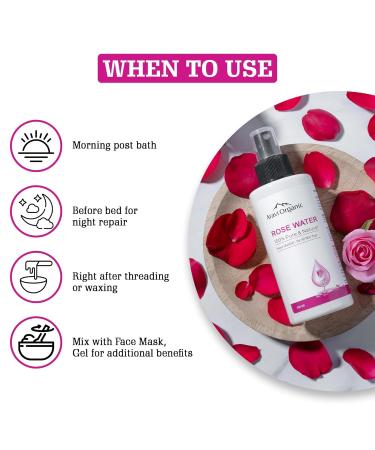 Organic Rose Water | Gulab Jal for Soothing Skin Inflammations Hydration & Cleansing | 5.07 Fl Oz | Natural & Organic Ingredients - Buy Online on GoSupps.com