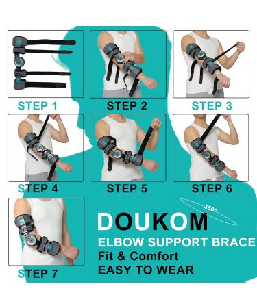 Hinged Elbow Brace - Adjustable ROM Post-Op Arm Splint with Sling Stabilizer for Injury Recovery | Pain Relief for Men & Women (Right - Buy Online on GoSupps.com