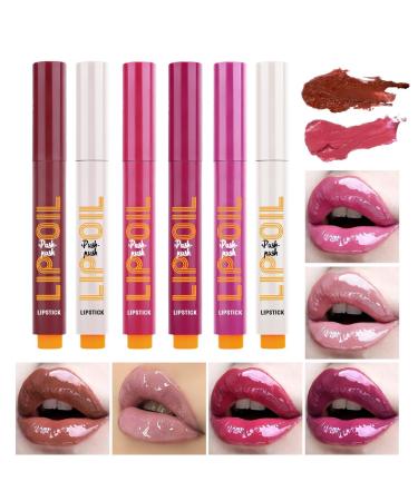 Click Lip Gloss Pen Click Lip Gloss Pen Set Moisturizing Solid Lip Gloss Lipstick Set of 6 | Plump Lipstick Lip Gloss Waterproof Lip Oil