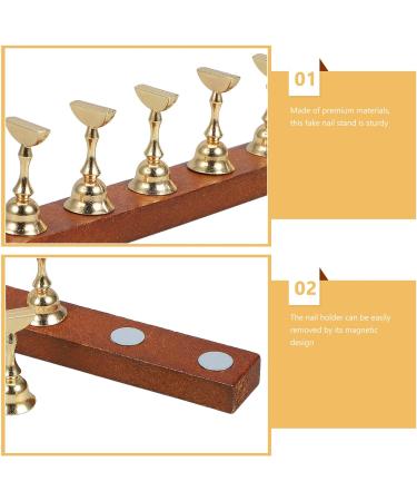 Baluue Nail Practice Stand Wood Nail Tip Art Display Stand Holder Manicure Tool with Reusable Putty Clay for Salon - Buy Online on GoSupps.com