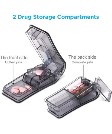 Pill Cutter and Splitter with Blade and Storage Compartment - Black - Buy Online on GoSupps.com