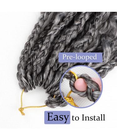 12 Inch Boho Box Braids Crochet Hair | Prelooped with Curly Ends | 7 Packs 1B/Gray | Crochet Braiding Hair for Black Women - Buy Online on GoSupps.com