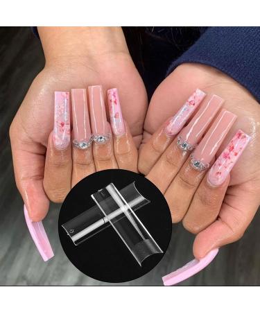 KOXXIAMOQ 240 Soft Gel Full Cover Nail Tips for Nail Extensions Clear Square Coffin Fake Nail Tips No C Curve Nail Tips Long Acrylic False Nails Traceless(transparent) - Buy Online on GoSupps.com