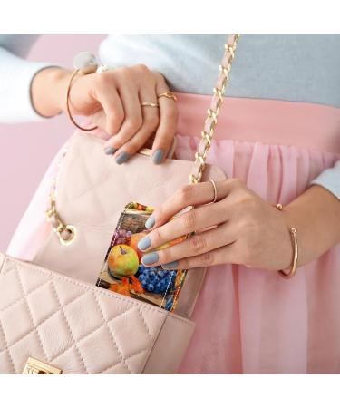 Travel Lipstick Organizer Case | Portable Makeup Bag with Mirror | Autumn Harvest Grapes & Pumpkin Design - Buy Online on GoSupps.com