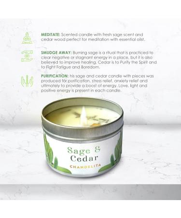 Chandelita Fragrance Candle - Natural Sage & Cedar Aroma Candle with Essential Oils | Soy Wax Chakra & Meditation Aromatherapy - Buy Online on GoSupps.com