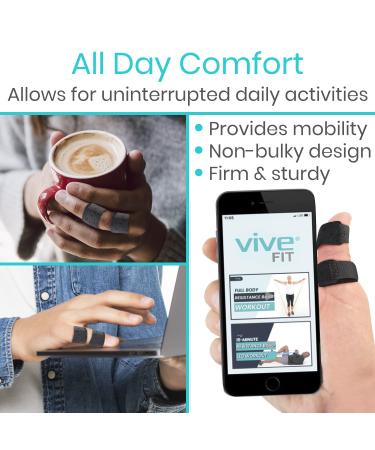 Vive Finger Splint (2 Pack) - Universal Finger Straightener for Arthritis and Pain Relief - Adjustable Brace for Trigger and Broken Fingers - Support for Middle, Index, Ring, Pinky - Black - Buy Online on GoSupps.com