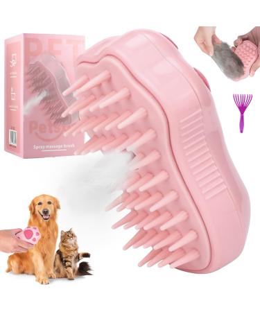 3 In 1 Cat Steamy Brush Upgraded Multifunctional Pet Steamy Brush Cat Paw Shape Electric Steamer Spray Massage Brush Self Cleaning Steam Cat Brush for Removing Tangled and Loose Hair