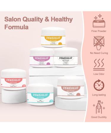 PEACECOLOR 6PC 8G Acrylic Powder Set Clear Pink White Nude Orange Dark Pink Color Collections Professional for Acrylic Nail Extension Carving Nails DIY Nail Art at Home No Lamp Needed XA-46 - Buy Online on GoSupps.com