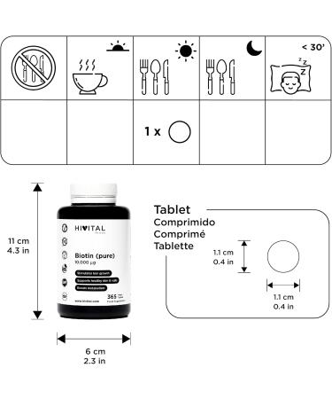 Biotin 10000 mcg (Vitamin B7) | 365 Vegan Tablets (1 Year Treatment) | Stimulates Hair Growth Helps Keep Skin & Nails Healthy & Improves Metabolism - Buy Online on GoSupps.com
