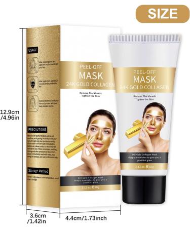  QEEROYO 24K Gold Peel Off Face Mask Gold Black Spot Mask For Cleansing Pores Removes Blackheads/Acne Firming Skin and Reducing Wrinkles Deep Hydration For All Skin 60g - Buy Online on GoSupps.com