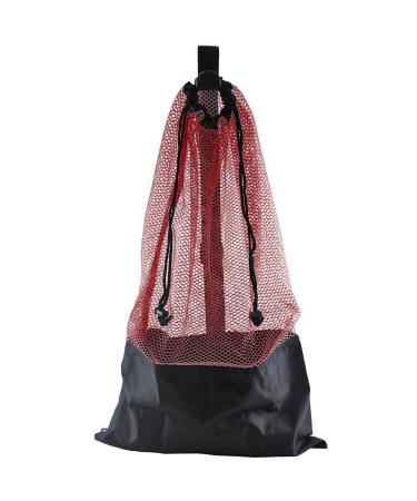ScubaMax Mesh Bag Draw String w/Shoulder Strap (Red, One Size)