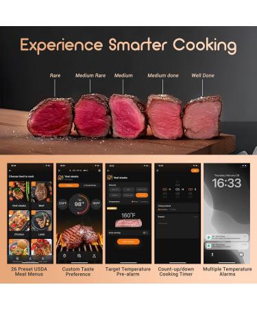 Buy Inkbird Wireless Meat Thermometer INT-11P-B | Bluetooth Grill & BBQ Thermometer | 91m App Control IP67 Waterproof Digital Cooking Thermometer for Oven & Smoker - Buy Online on GoSupps.com
