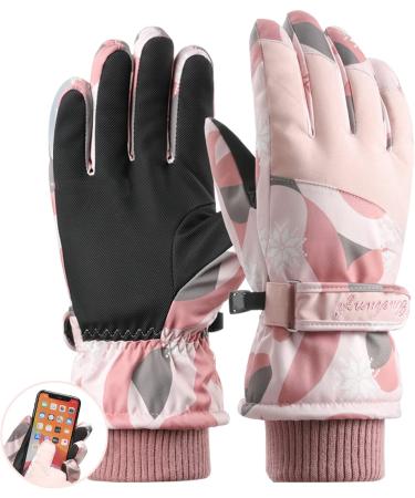 Lecylanker Women's Ski Gloves - Touchscreen Waterproof Snowboard Gloves - Stylish Pink Winter Sports Gloves - Buy Online on GoSupps.com