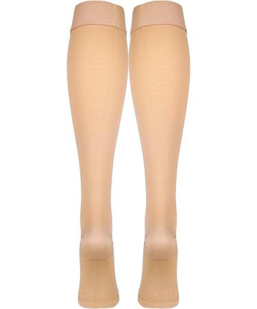 Truform 20-30 mmHg Compression Stockings for Men & Women - Knee High Dot-Top Open Toe Beige - Medium Size (Pack of 2) | International Shipping Available - Buy Online on GoSupps.com