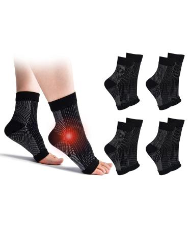 4 pair of ankle bandage compression socks for women/men compression stockings ankle bandage foot bandage for plantar fasciitis arthritis bricked up ankle heel spur (black 34-37) 34-37 black - Buy Online on GoSupps.com