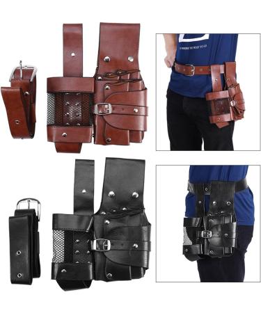 Professional Hair Care Styling Tools Waist Bag - PU Leather Hairdressing Pouch for Barber Scissors and Combs with Removable Belt (Black) - Buy Online on GoSupps.com