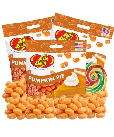 Jelly Belly Pumpkin Pie 100g Bag Bundle (Pack of 3) - Fall Candy Assortment Gourmet Jelly Beans Variety Pack Seasonal Treats for Halloween Thanksgiving and Autumn Celebrations Party Favors Gifts and Office Snacks Gluten-Free and Peanut-Free