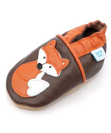 Dotty Fish Soft Leather Baby Shoes for Boys. Toddler Shoes. Non Slip. Animal Designs for Boys and Girls. 0-6 Months - 4-5 Years 12-18 Months Brown and Orange Fox - Buy Online on GoSupps.com