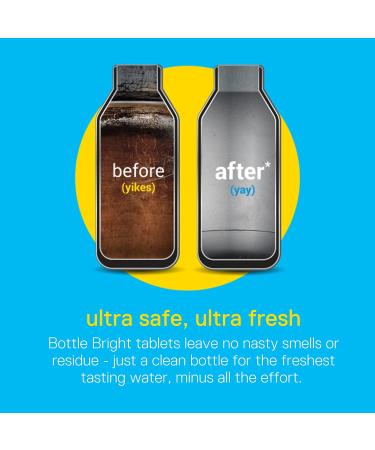 Bottle Bright (12 Tablets) All Natural & Safe Cleaning Tablets for Water Bottles - Odor-Free & Harmful Ingredient-Free - Buy Online on GoSupps.com