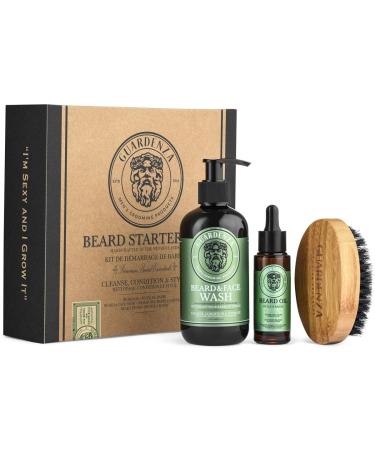 Guardenza Beard Starter Kit - Beard Oil - Beard and Face Wash - Beard Brush