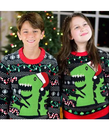 OFIMAN Family Matching Christmas Jumper - Kids Dinosaur Sweater for Boys and Girls, Men and Women - Ugly Christmas Outfit - Size 10-11 Years - Buy Online on GoSupps.com