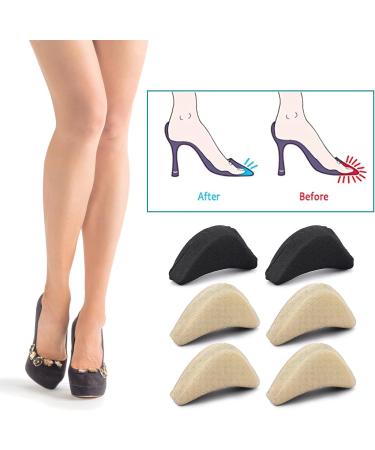 WLLHYF Soft Sponge Adjustable Shoe Filler Big Toe Plug Foot Brace Pads - 3 Pairs, Skin+Black - Comfortable Inserts for High Heels & Relief from Foot Pain - Reusable & Adjustable for Perfect Fit - Buy Online on GoSupps.com