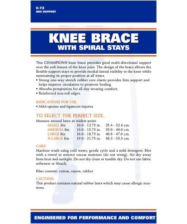 CHAMPION Knee Brace with Flexible Stays, Knit Elastic - White, Large - Buy Online on GoSupps.com