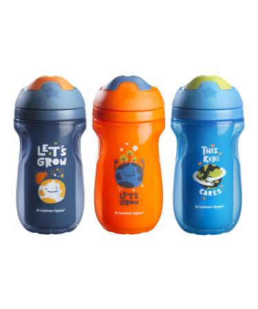 Tommee Tippee Insulated Sippy Cup Water Bottle for Toddlers Spill-Proof 9oz 12m+ 3 Count (Design May Vary) Blue Orange