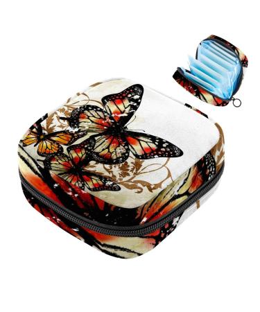 Butterflies Flowers Women Binding Storage Pocket Menstruation Pad Bag Portable menstruation cup pocket with zipper for teenagers girls women women