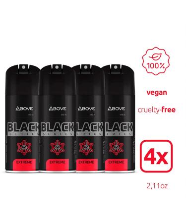 ABOVE Black Series Body Spray Extreme 4 pcs - Deodorant Spray - Woody Fragrance - Masks Perspiration Odors - Long-Lasting Dry Spray - Cruelty-Free - Buy Online on GoSupps.com