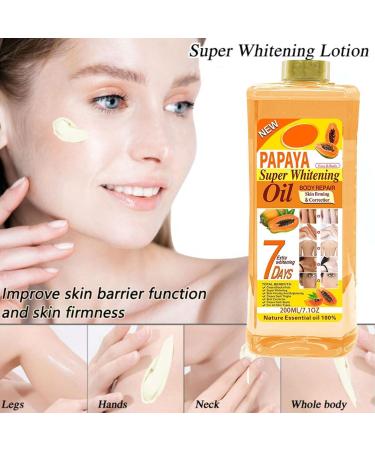  2Pcs Papaya Super Whitening Oil 7 Days Papaya Oil for Skin Papaya Oil for Lightening Dark Skin Face and Body Moisturizer Nourishing Body Repair for All Skin Types 200ml/6.76fl.oz - Buy Online on GoSupps.com