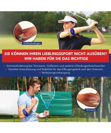 Dr. Arthritis Adjustable Elbow Bandage - Tennis & Golfer's Arm Cuff for Left & Right Arm - Comfortable Support Pair Blue  - Buy Online on GoSupps.com