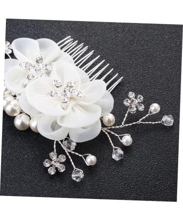 Ipetboom Tiara Decor Combs Flower Hair Comb Rhinestone Comb Bride Headpieces for Wedding Rhinestone Hair Comb Crystal Hair Comb Bride Comb Headgear White Rhinestones Silk Flower Miss - Buy Online on GoSupps.com