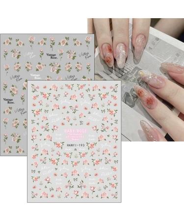 9 Sheets Spring Flower Nail Art Stickers Self-Adhesive Colorful Floral Nail Stickers Decals DIY Nail Art Supplies Decals for Women Girls Nail Tips Design Decoration Accessories - Buy Online on GoSupps.com