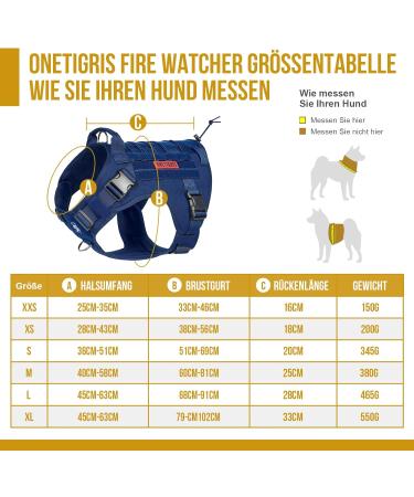 Oneigris XL Blue Tactical Dog Harness - Fire Watcher No-Pull 1000D Nylon 1-Hand D-Ring - International Shipping Available - Buy Online on GoSupps.com
