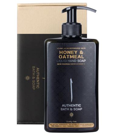 AUTHENTIC BATH & SOAP Natural - Honey & Oatmeal Liquid Hand Soap - Hydrating & Soothing for Sensitive & Mature Skin with vitamin E Cruelty Free Paraben & Sulfate Free 16.9 Fl Oz