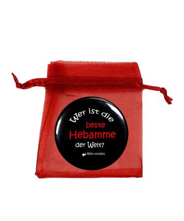 handmade-in-nb by ComProjekt Photo pocket mirror mirror button Best midwife in the world round 56mm diameter
