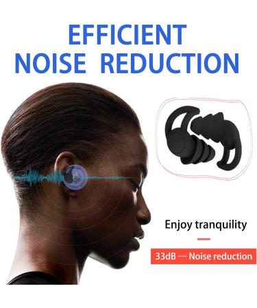 2 Pack Noise Cancelling Ear Plugs for Sleeping | Washable Hearing Protection for Travel Concerts & Swimming - Black - Buy Online on GoSupps.com